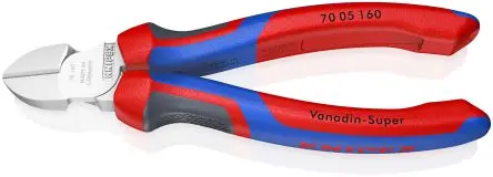 Produktfoto 1 von Knipex Knipex Mit abgeflachter Kante Seitenschneider Schließer (NO) 160mm / Backen 22mm, Schneidleistung 4 mm