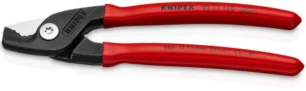 Produktfoto 1 von Knipex Knipex Doppelte Schneide Kabelschneider Schließer (NO) 160mm, Schneidleistung 15 mm