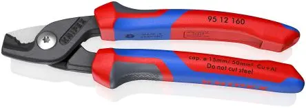Produktfoto 1 von Knipex Knipex Doppelte Schneide Kabelschneider Schließer (NO) 160mm, Schneidleistung 15 mm