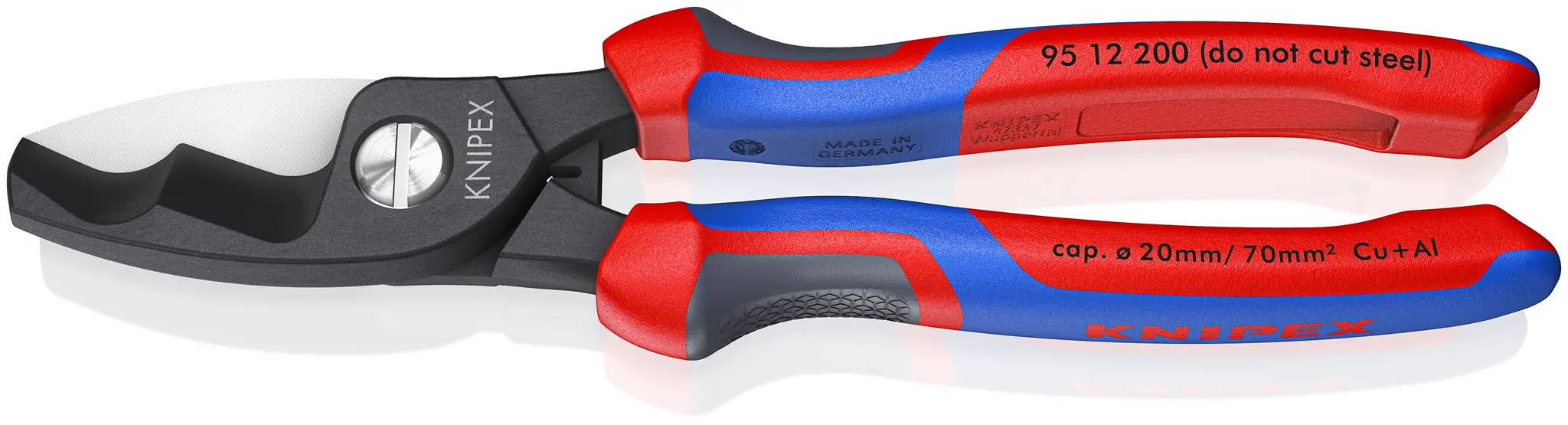 Produktfoto 1 von Knipex Knipex Doppelte Schneide Einhandbedienung mit doppelter Schneide Schließer (NO) 200 mm, Schneidleistung 20 mm