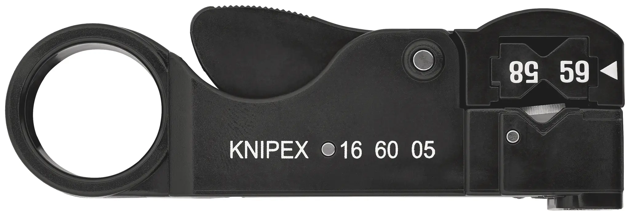 Produktfoto 1 von Knipex 16 60 05 SB Abisolierwerkzeug für Koaxialkabel, Koaxialkabel, Datenkabel RG58, 59, 62, 105 mm