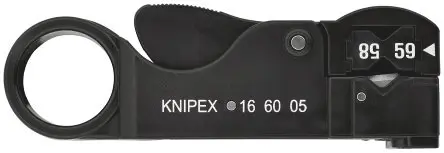Produktfoto 1 von Knipex 16 60 05 SB Koaxialkabel-Abisolierwerkzeug, Daten, Koaxial RG58, 59, 62, 105 mm