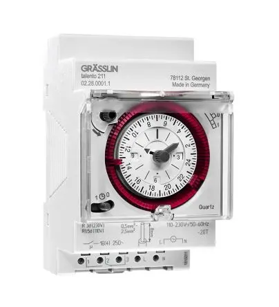 Produktfoto 1 von Grässlin Analog DIN-Schienen-Zeitschaltuhr 230V ac, Stunden, 1-Kanal