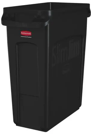Produktfoto 1 von Rubbermaid Commercial Products Rubbermaid Polyethylen Mülleimer 60L Schwarz T 558.8 mm H. 558.8 mm B. 558.8mm Schließer