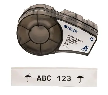 Produktfoto 1 von Brady Beschriftungsband Schwarz für BMP21 LAB auf Weiß 6.4 m 19.05 mm 21 ft 0.75 Zoll