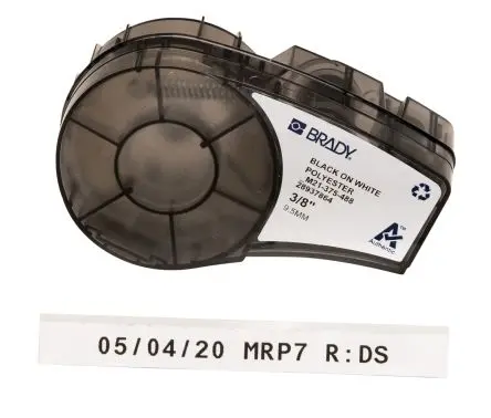 Produktfoto 1 von Brady Beschriftungsband Schwarz für BMP21 LAB auf Weiß 6.4 m 9.52 mm 9.52 mm