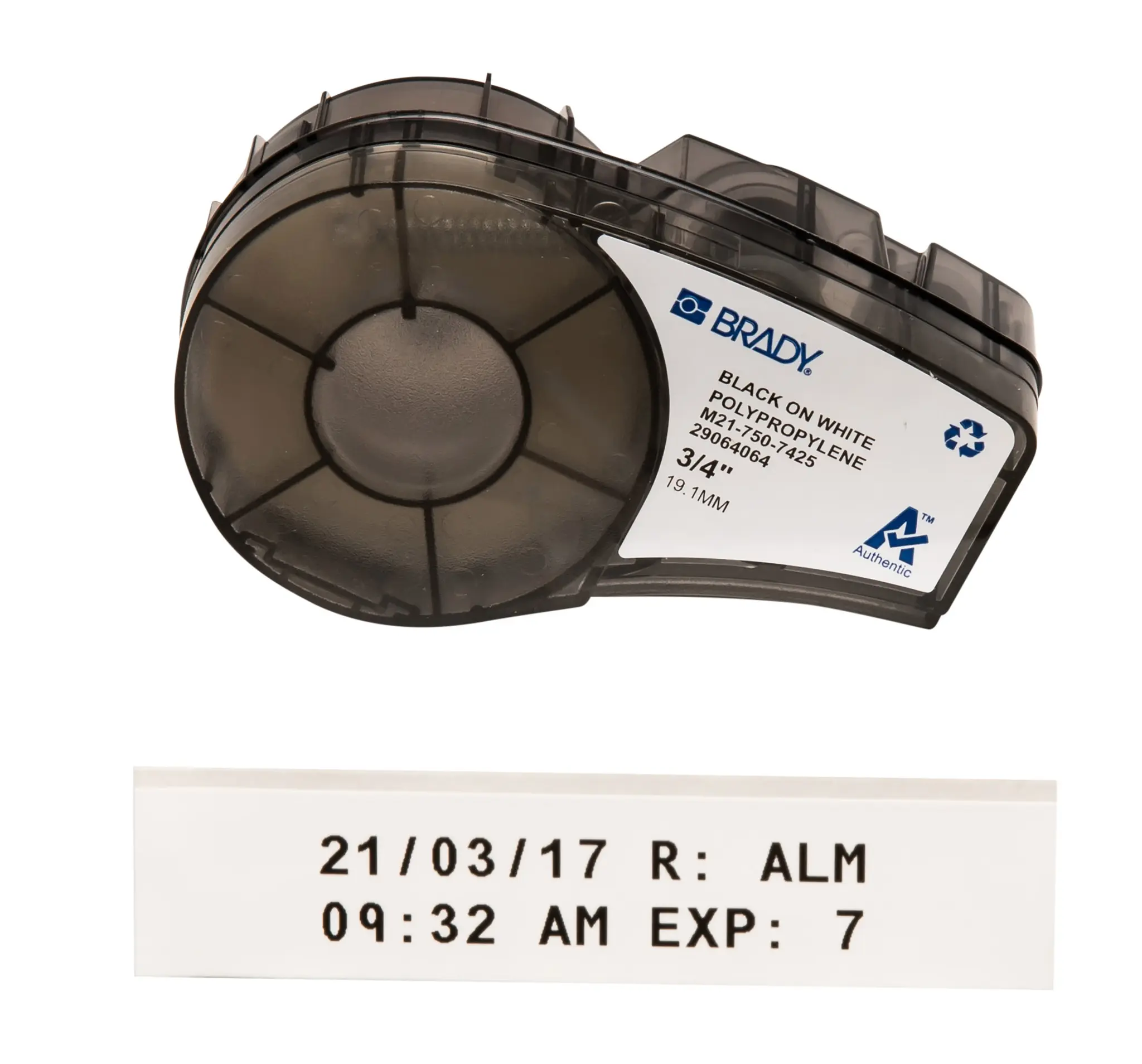 Produktfoto 1 von Brady B-7425 Beschriftungsband Schwarz für M210, M210-LAB, M211, BMP21-PLUS, BMP21-LAB, IDPAL, LABPAL auf Schwarz auf