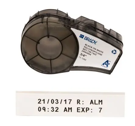 Produktfoto 1 von Brady Beschriftungsband Schwarz für BMP21 LAB auf Weiß 6.4 m 19.05 mm 21 ft 0.75 Zoll
