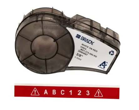 Produktfoto 1 von Brady Beschriftungsband Weiß für BMP21 LAB auf Rot 6.4 m 9.52 mm 21 ft 9.52 mm
