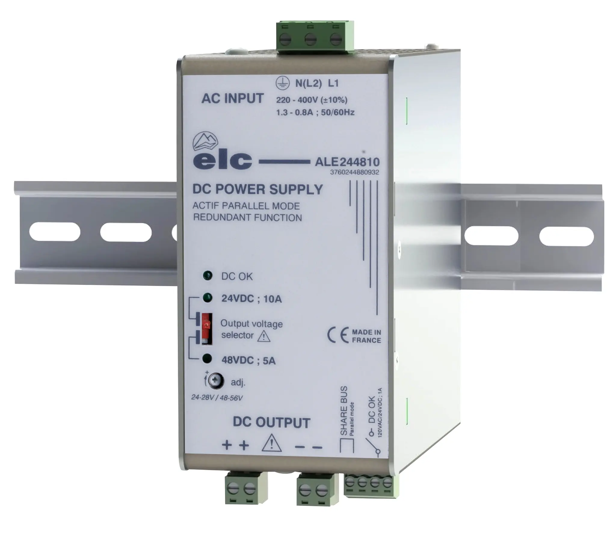Produktfoto 1 von ELC ALE DIN RAIL DIN-Schienen Netzteil Linearnetzteil 24 → 48V dc / 10A 240W 230V → 440V ac