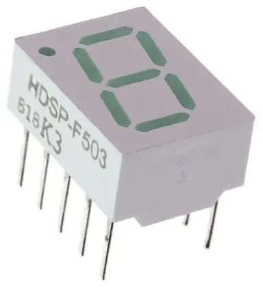 Produktfoto 1 von Broadcom LED-Anzeige 7 Segmente 1 Zeichen Kathode, Grün 571nm 3.5mcd Zeichenbreite 5.6 mm Rechts Zeichenhöhe 10.2 mm