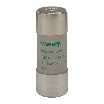 Produktfoto 1 von Mersen Ferrule fuse-links 22x58 aM 500 to 690VAC Patronensicherung AM / 80A 22.2 x 58 mm 500V ac Keramik