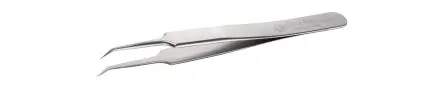 Produktfoto 1 von ideal-tek Edelstahl Pinzette, 110mm, Spitze Extra Fein, Geknickt Antimagnetisch 1-teilig