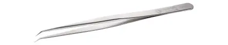 Produktfoto 1 von ideal-tek Edelstahl Pinzette, 140mm, Spitze Extra Fein, Geknickt Antimagnetisch 1-teilig