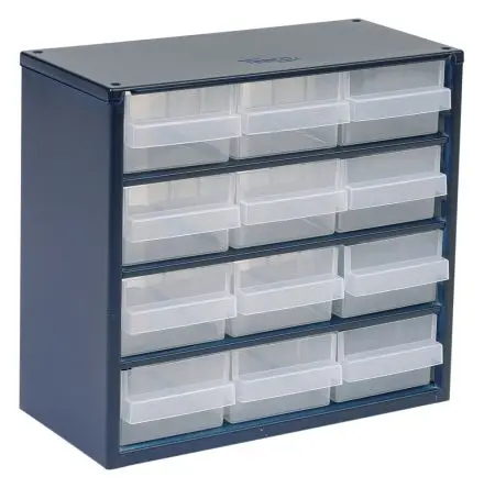 Produktfoto 1 von Raaco 12 Stahl Schubladenmagazin Blau, 283 mm x 306mm x 150 mm