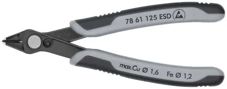Produktfoto 1 von Knipex Super Knips® ESD-Sicherheit Schere Seitenschneider Schließer (NO) 125mm / Backen 10mm, Schneidleistung 1.6 mm