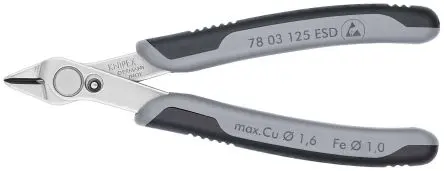 Produktfoto 1 von Knipex Super Knips® ESD-Sicherheit Mit abgeflachter Kante Seitenschneider Schließer (NO) 125mm / Backen 10mm,