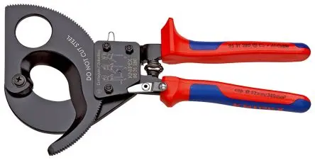 Produktfoto 1 von Knipex Knipex Gerade Ratschen-Kabelschneider Schließer (NO) 280mm / Backen 34mm, Schneidleistung 52 mm