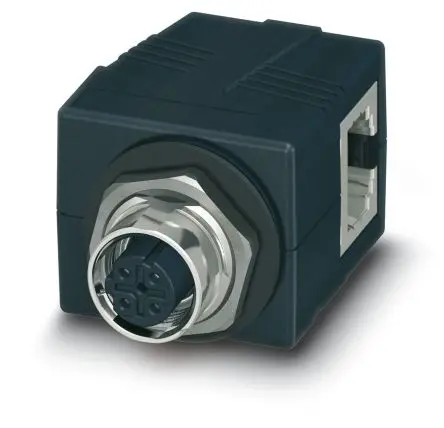 Produktfoto 1 von Phoenix Contact CUC-BH-M12D1PBK-A/R4BE Buchse Ethernet-Steckverbinder, 4-Port 4-polig Hinten Abgewinkelt