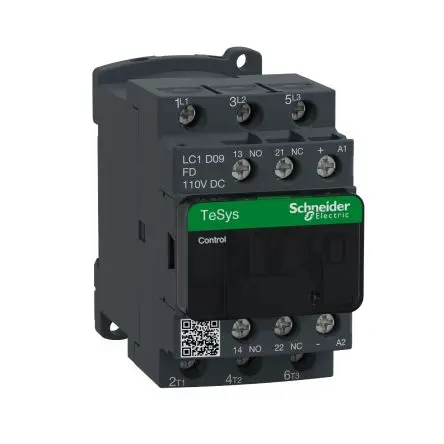 Produktfoto 1 von Schneider Electric TeSys D Schütz 110V dc-Spule, 3-polig, 690V / 9 A 110V dc 2.2 kW 3 Schließer Motorsteuerung,