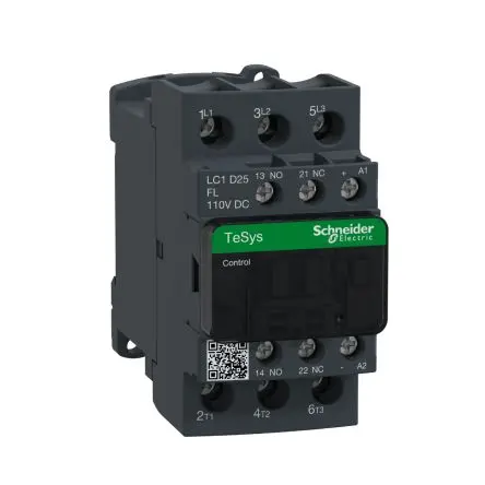 Produktfoto 1 von Schneider Electric TeSyS D Schütz 110V dc-Spule, 3-polig / 25 A 110V dc 11 kW 3 Schließer Motorsteuerung,