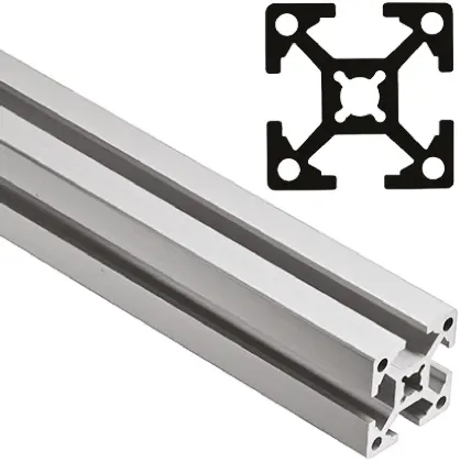 Produktfoto 1 von FlexLink Silber Xd Aluminium Strebenprofil 22 x 22 mm, 4-fach Nut 5.6 mm, Länge 2000 mm XD