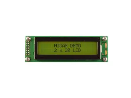 Midas MC22005A6WK-SPTLY-V2 Alphanumerische LCD-Anzeige, Alphanumerisch LED Grün, Gelb 2 x 20, Hintergrund Schwarz, Gelb,