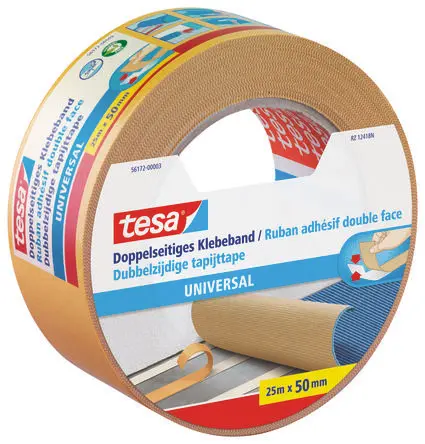 Produktfoto 1 von Tesa 56172 Doppelseitig klebendes Quadrat, Weiß, Stärke 0.185mm, 50mm x 25m
