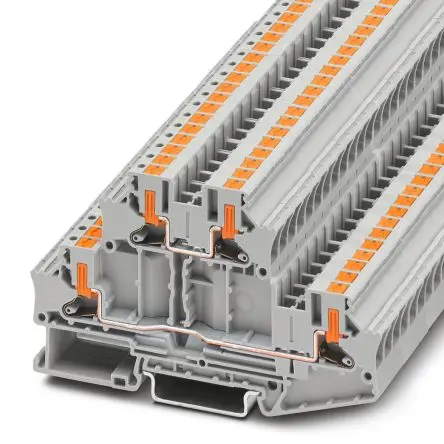 Produktfoto 1 von Phoenix Contact PTTBV Doppelstock Reihenklemmen 2 Grau, 4mm², 800V Einsteck-Anschluss