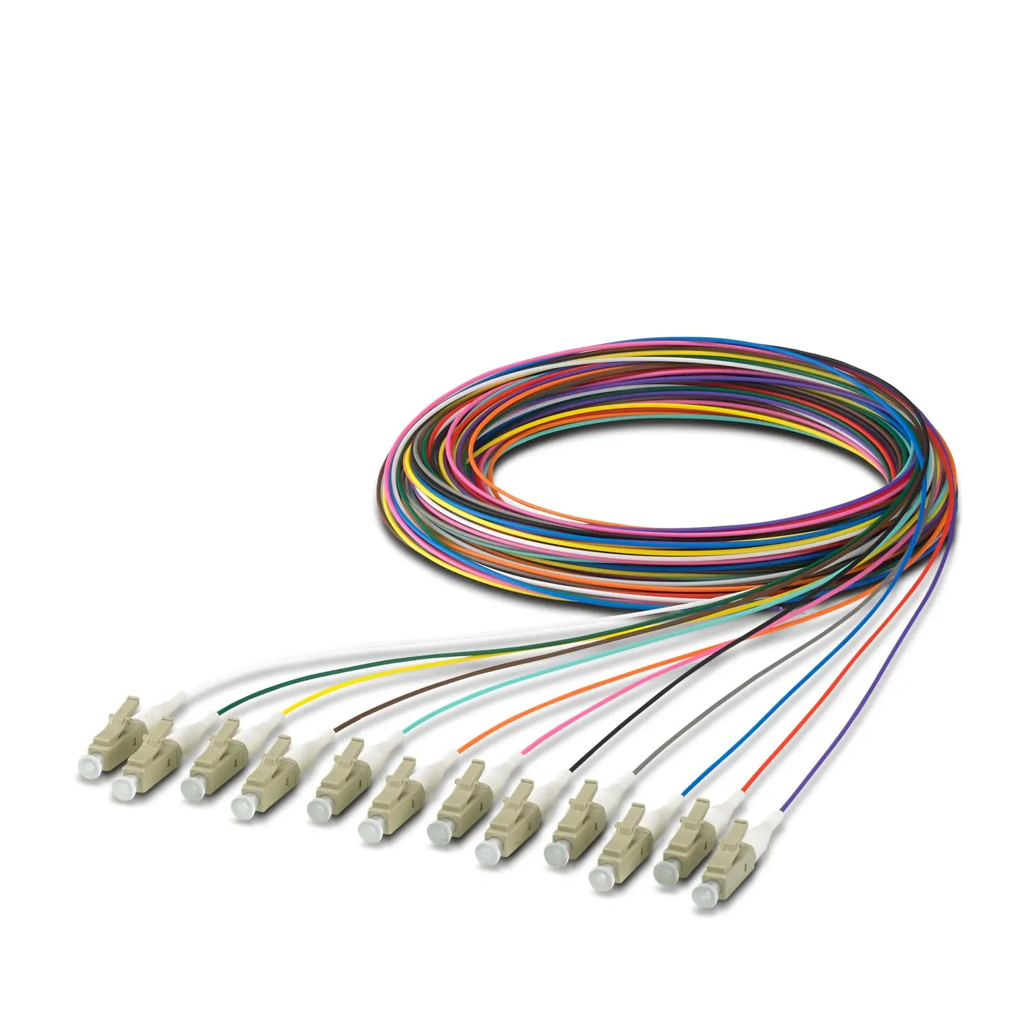 Produktfoto 1 von Phoenix Contact LWL-Kabel 2.5m Multi Mode Patchkabel 50/125μm LC x 12 offenes Ende
