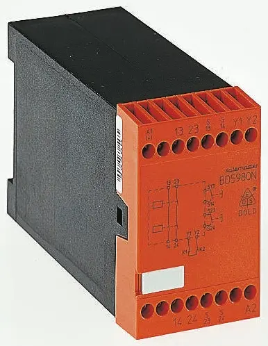 Produktfoto 1 von Dold BD 5980N Sicherheitsrelais, 24V dc, 2-Kanal, 2 Sicherheitskontakte Zweihandsteuerung, 3 ISO 13849-1 3 SIL IEC 61508