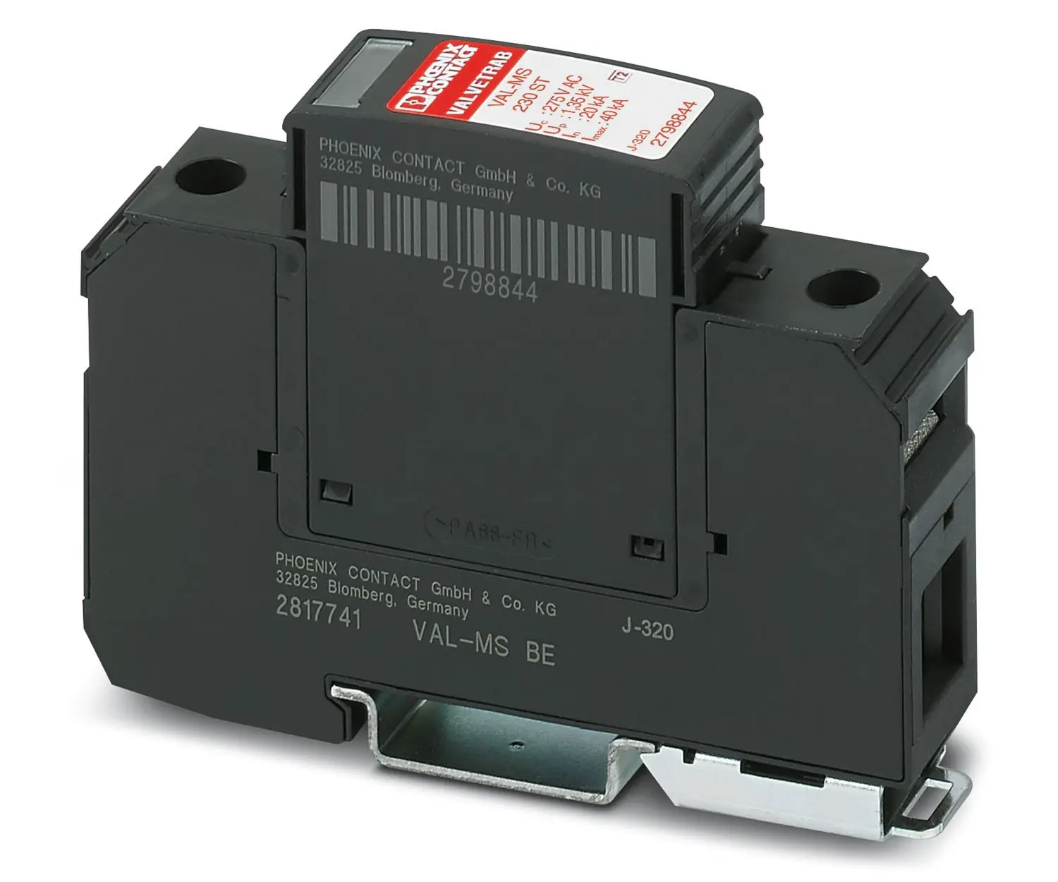 Produktfoto 1 von Phoenix VAL Überspannungsableiter Überspannungsableiter 40 kA 230V ac, DIN-Hutschiene, -40 °C→80 °C