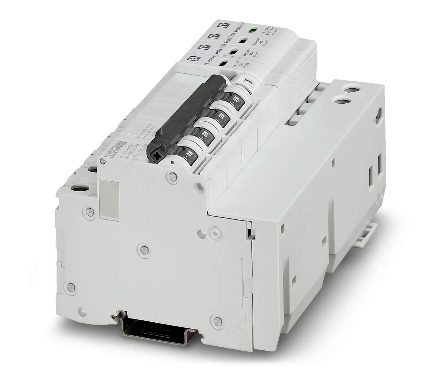 Produktfoto 1 von Phoenix VAL-CP-MCB-3S-350/40/FM Überspannungsableiter Überspannungsableiter 30 kA 250V ac, DIN-Hutschiene, -25 °C→60 °C