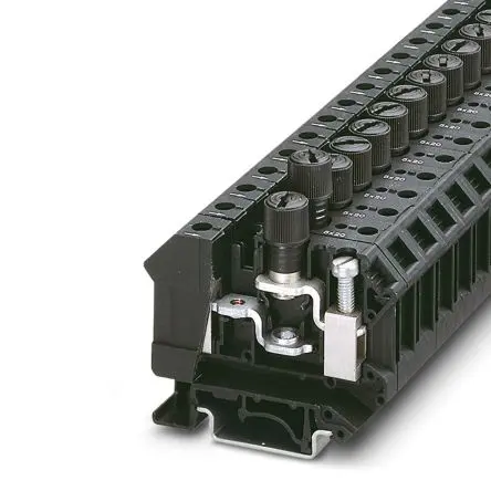 Produktfoto 1 von Phoenix Contact Modularer Sicherungs-Anschlussklemmenblock 1 Schwarz, 16mm², 400V Schraubbefestigung Abgesichert