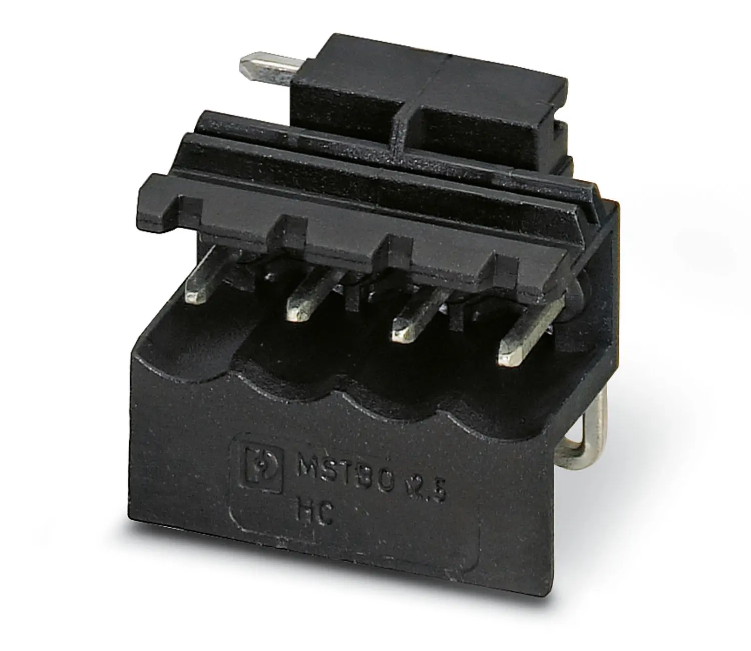 Produktfoto 1 von Phoenix Contact 5/4-G1L BK, MSTBO 2 Leiterplattensteckverbinder gewinkelt, 1-polig / 4-reihig, Raster 5 mm Raster