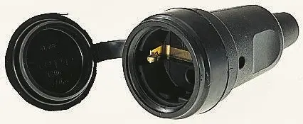 Produktfoto 1 von Kopp Buchse Schuko-Kupplung mit Deckel Schwarz 2P+E Kontakt IP44