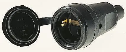 Produktfoto 1 von Kopp Buchse Schuko-Kupplung mit Deckel Schwarz 2P+E Kontakt IP44
