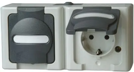 Produktfoto 1 von Kopp Steckdose Geschaltet 2P, Geerdete Steckdose, Auslasssteckdose SEBS Grau / 16A