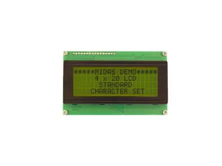 Produktfoto 1 von Midas Monochrom LCD, LCD LED Gelb, Grün 4 x 20, Hintergrund Gelb, Grün, Schwarz, Parallel Interface
