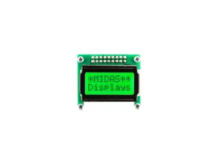 Produktfoto 1 von Midas MD20805B6W-FPTLRGB Monochrom LCD, LCD LED 2 x 8, Hintergrund Schwarz, RGB, Parallel Interface