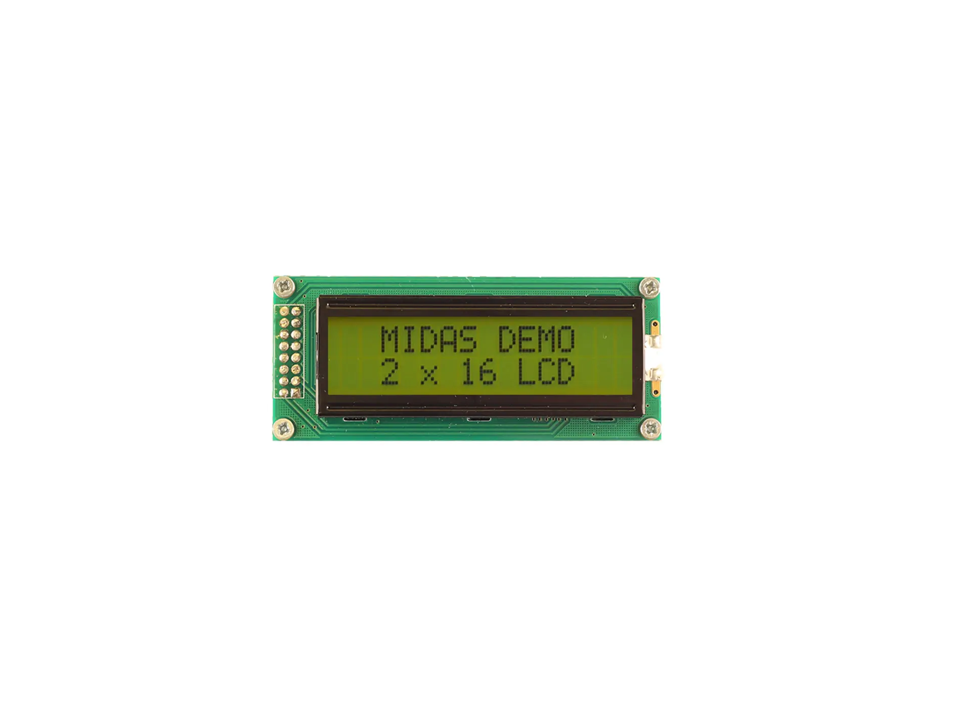 Produktfoto 1 von Midas ST7066U Monochrom LCD, LCD LED Grün, Gelb 2 x 16, Parallel Interface