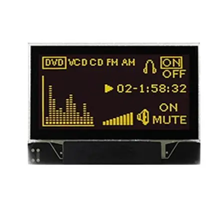 Produktfoto 1 von Midas 0.96 Zoll Gelb OLED-Display 128 x 64 Pixel, 23.34 x 11.46 mm / 19,26:1,26 Passiv-Matrix COG I2C, Parallel, SPI