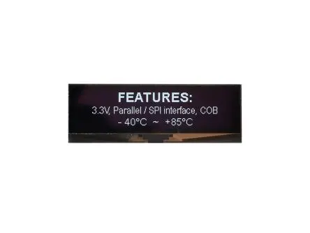 Produktfoto 1 von Midas 3.55 Zoll Weiß OLED-Display 256 x 64 Pixel, 87.52 x 21.28 mm / 33,50:2,01 Passiv-Matrix COG Parallel, SPI