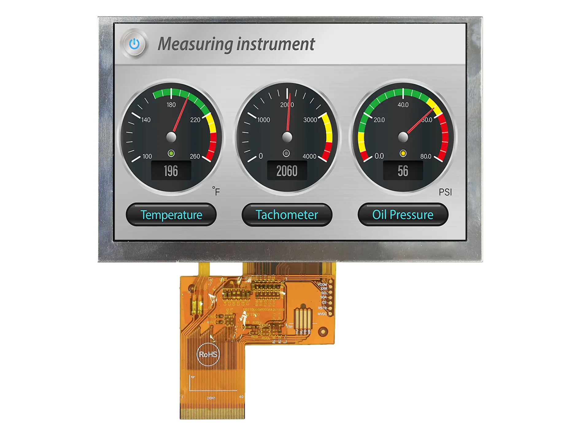 Produktfoto 1 von Midas Farb-LCD 5 in RGB, 800 x 480 pixel, 108 x 64.8 mm LED