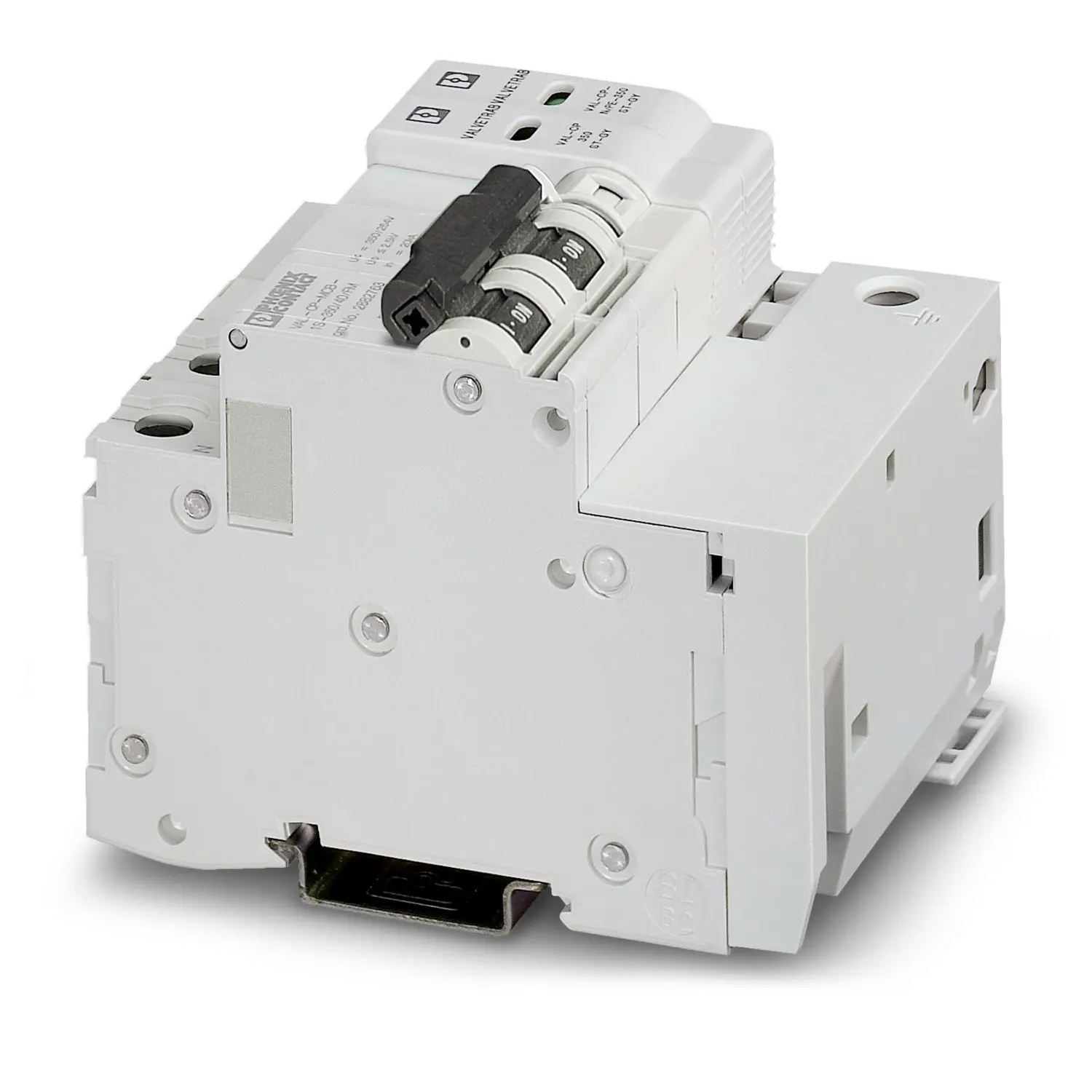 Produktfoto 1 von Phoenix Contact, Überspannungsableiter, 2-phasig, 250 V ac/dc 2 A DIN-Hutschiene