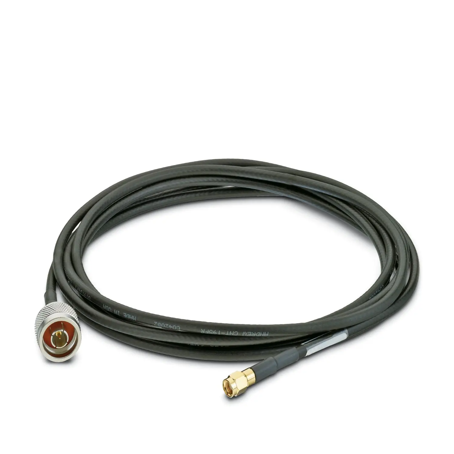 Produktfoto 1 von Phoenix Contact Koaxialkabel Stecker, 50 Ω Stecker, 1 m, RP-SMA, Gerade / Typ N, Schwarz