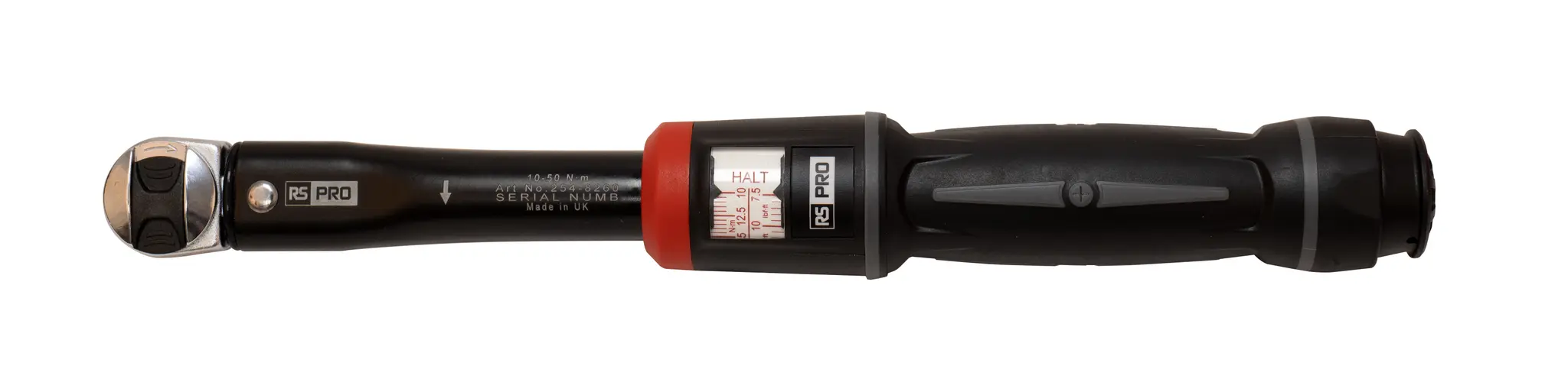 Produktfoto 1 von RS PRO 3/8 in Klick-Drehmomentschlüssel Vierkant 10 to 50 Nm, Länge 327 mm, ±3 %