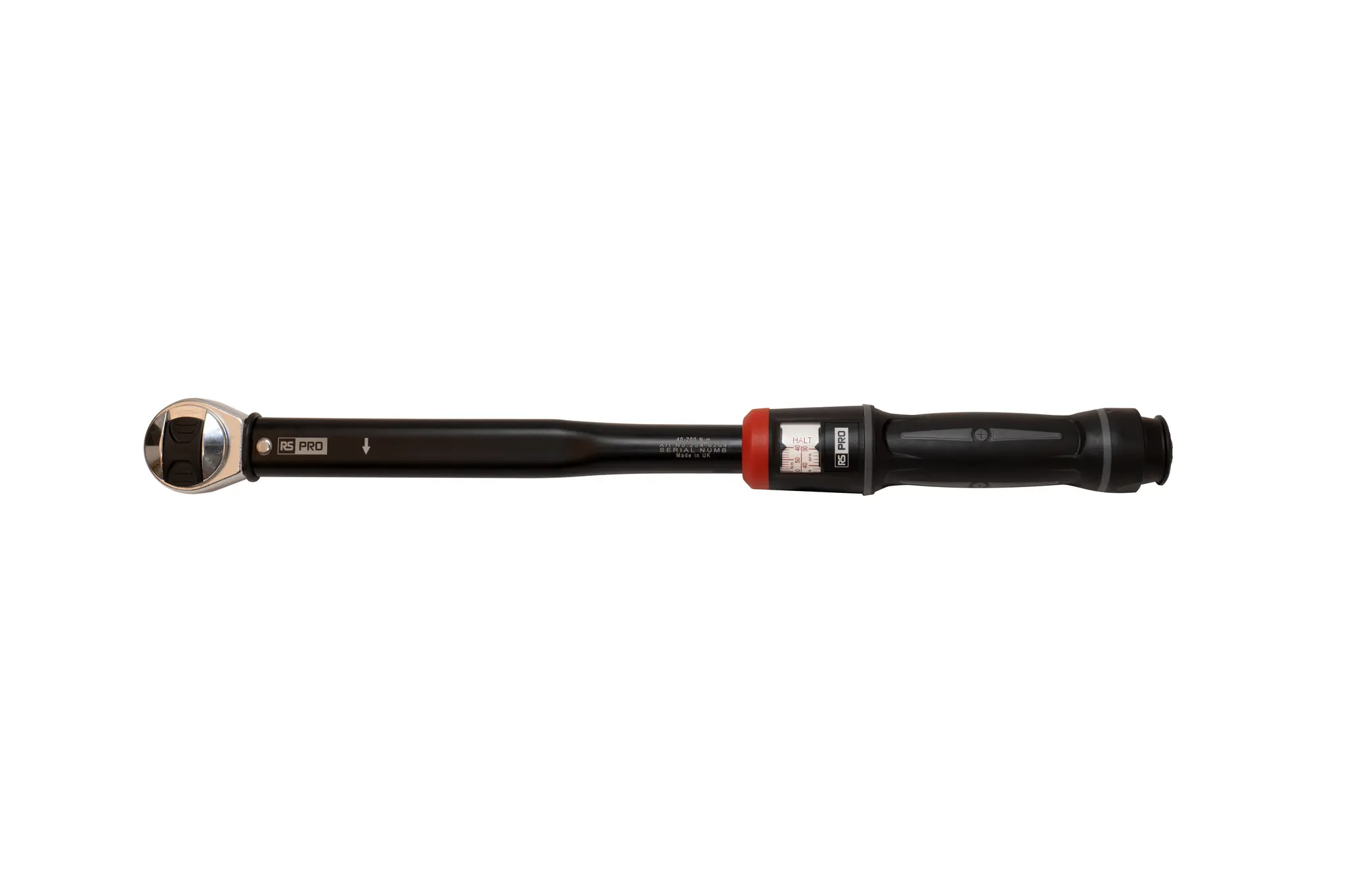 Produktfoto 1 von RS PRO 1/2 in Klick-Drehmomentschlüssel Vierkant 40 To 200 Nm, Länge 466 mm, ±3 %