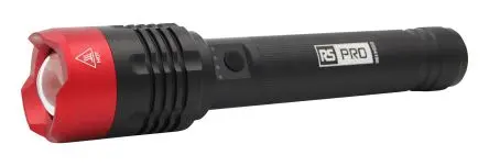 Produktfoto 1 von RS PRO Wiederaufladbar Taschenlampe LED Schwarz, Rot, 10000 lm / RSPRO-F61R, 267 mm