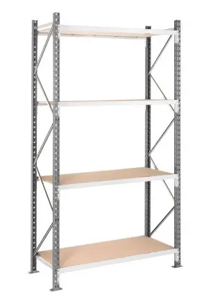 Produktfoto 1 von Manorga Regal Starterset, 4 Regale, Galvanisierter Stahl, Spanplatten, Grau, 2500 mm x 1500mm, 800 mm, 792 kg Last